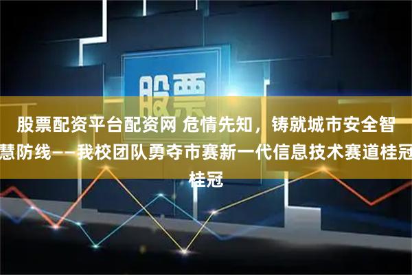 股票配资平台配资网 危情先知，铸就城市安全智慧防线——我校团队勇夺市赛新一代信息技术赛道桂冠