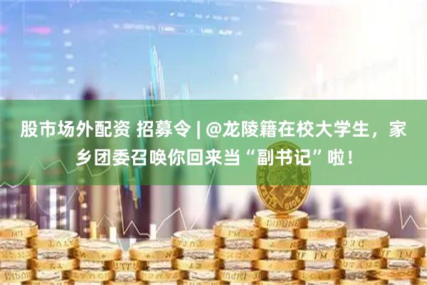 股市场外配资 招募令 | @龙陵籍在校大学生，家乡团委召唤你回来当“副书记”啦！